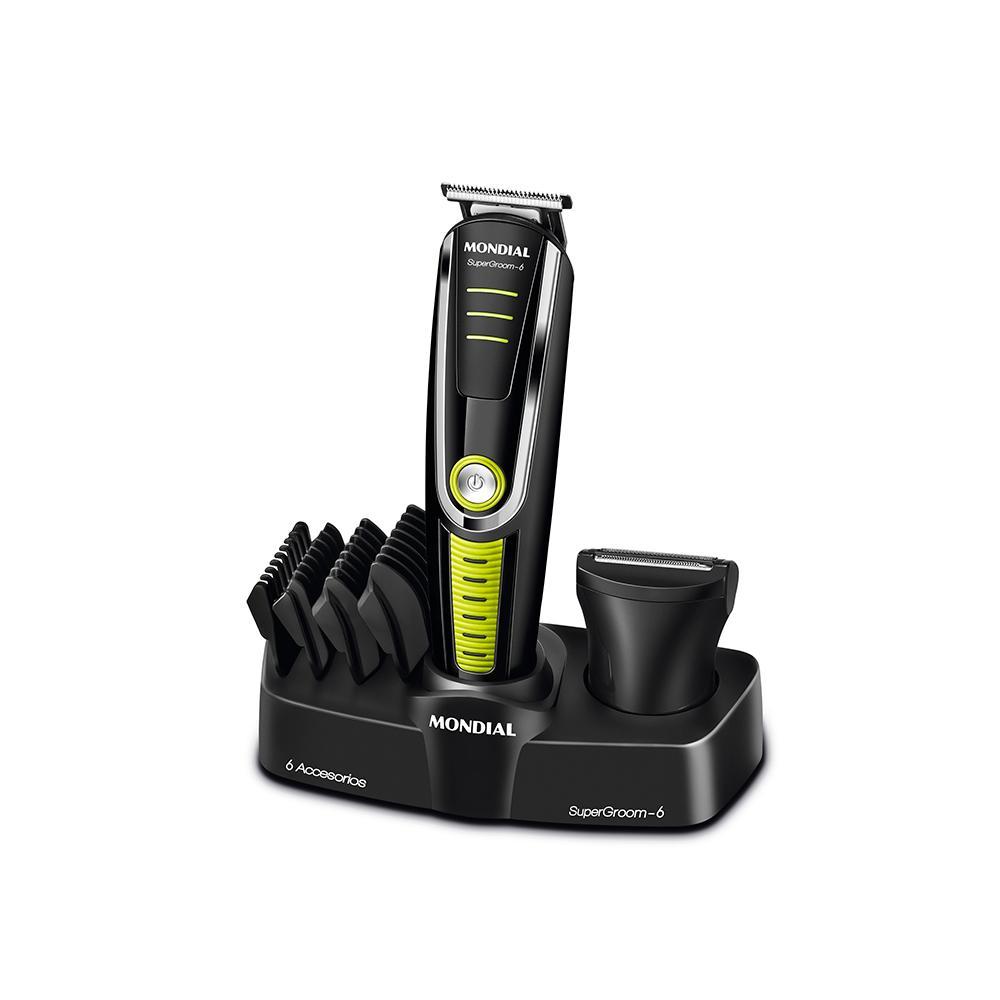 Aparador de Pelos Super Groom 06 Mondial Preto e Verde 6W  BG-04