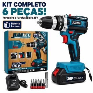 JUMLEE-Conjunto de 6 peças-Parafusadeira e Furadeira À Bateria 36v Sem Fio Bivolt Azul-celeste 50hz/60hz-Ferramentas e h