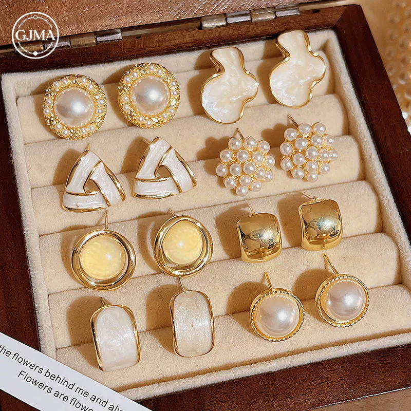 Conjunto De Brincos Geométricos Com Esmalte De Gotejamento Irregular , Acessório Diário Minimalista Para Mulheres