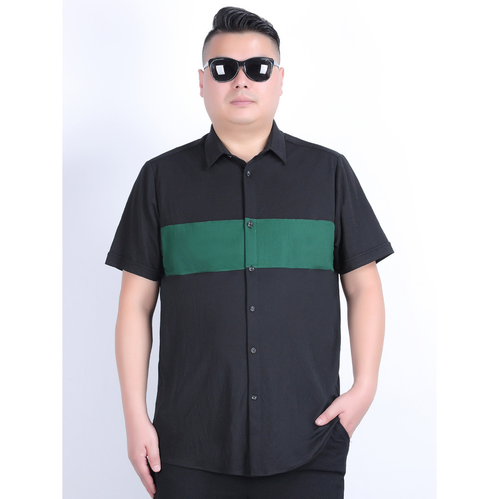 Plus size roupas masculinas verão fino solto lapela gordo plus size camisa de manga curta masculina roupas masculinas C0