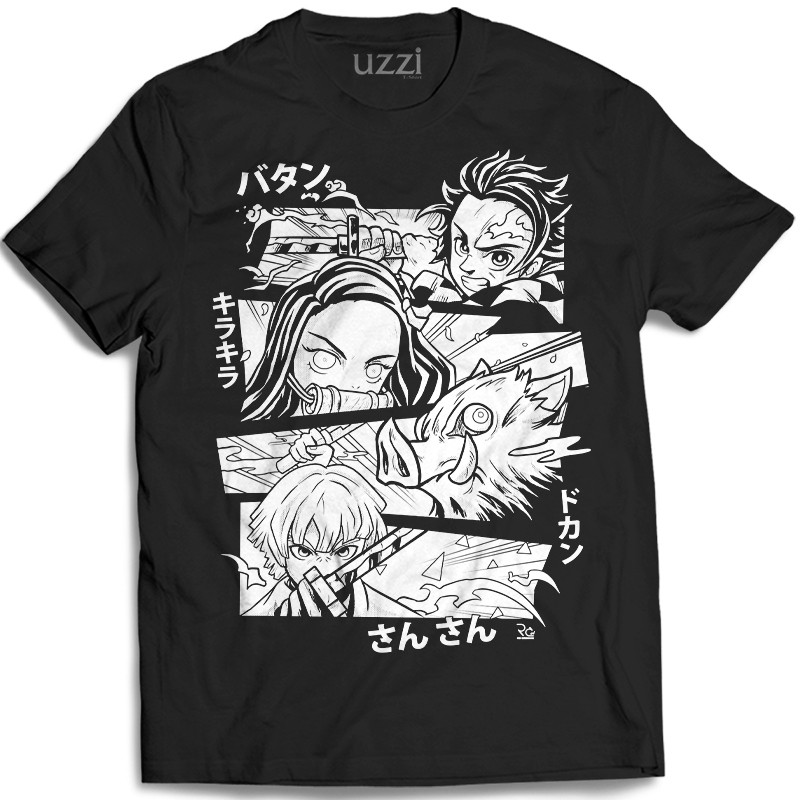 Camiseta Anime Mangá Caçador de Demonio Oni Protagonistas Javali Respiração