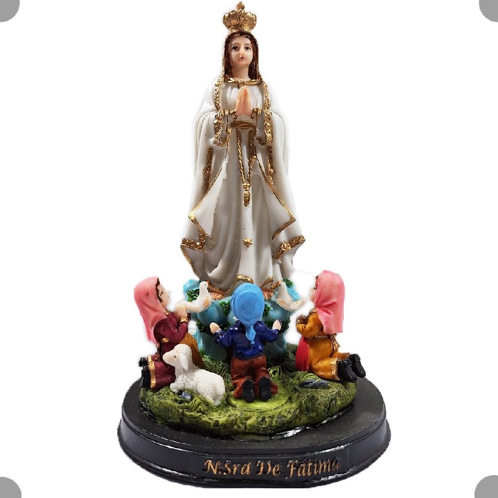 Imagem Nossa Senhora De Fátima Em Resina Imagem Maciça 25 Cm