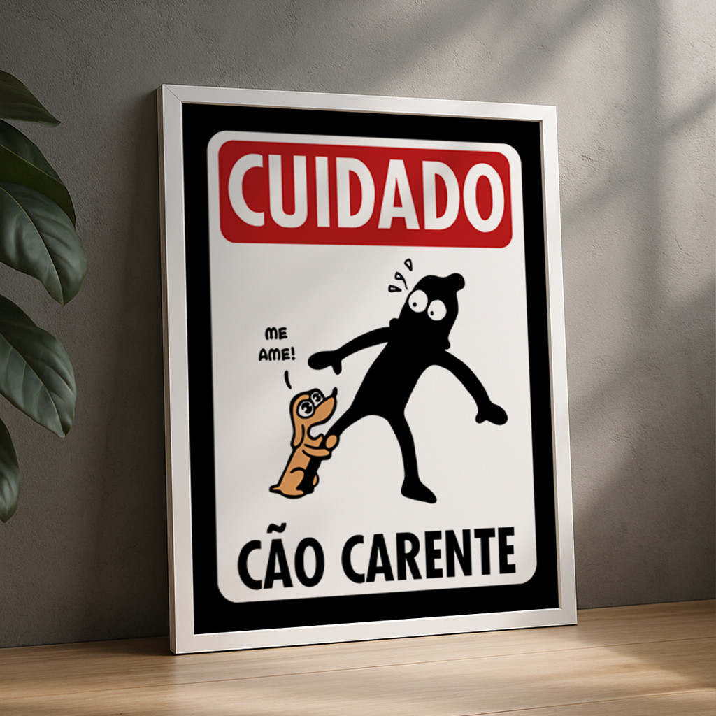 Quadro Placa Divertida Cuidado Cão Carente Humor Criativo Pet Decoração Parede Divertida em Oferta na Shopee