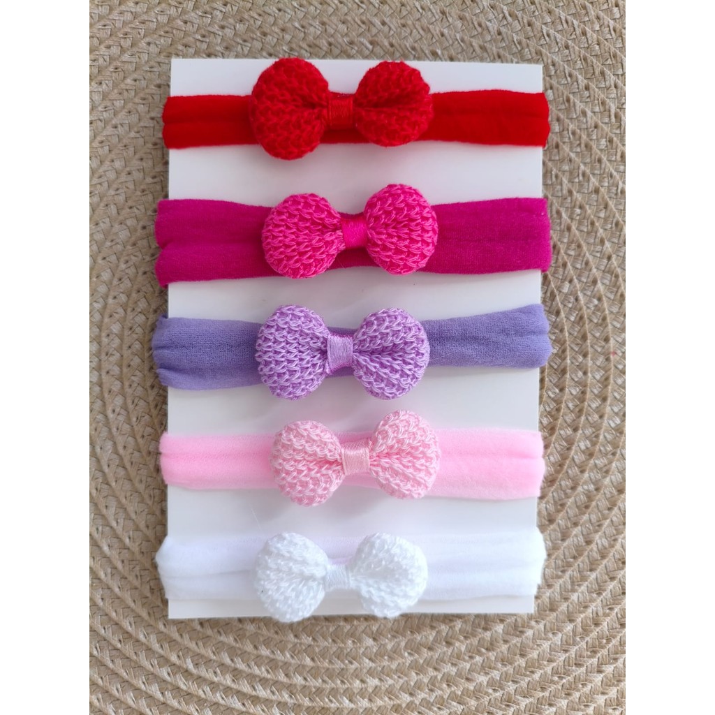 KIT TIARA MATERNIDADE FAIXINHA BEBE TRICO em Oferta na Shopee