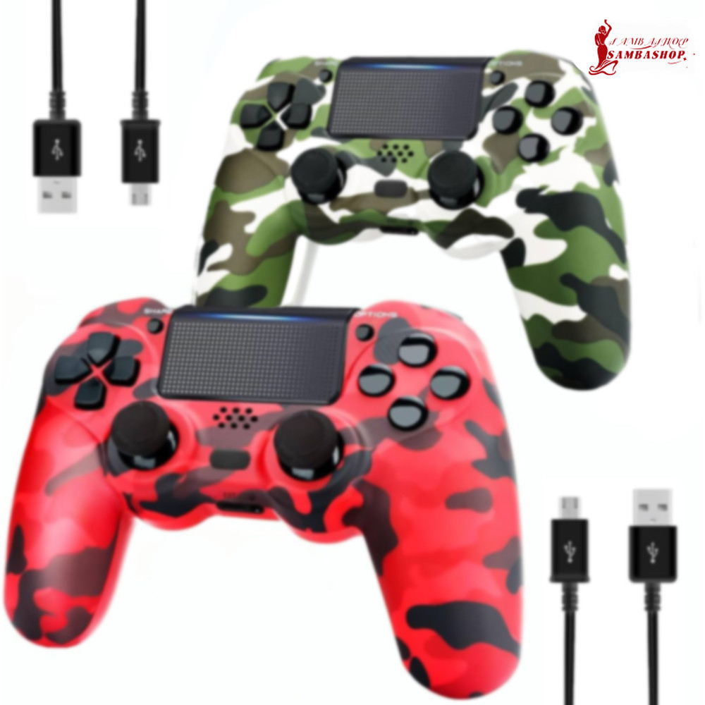 Controle Gamer Sem Fio Design Camuflado Compatível com PS4 e Cabo USB Incluso