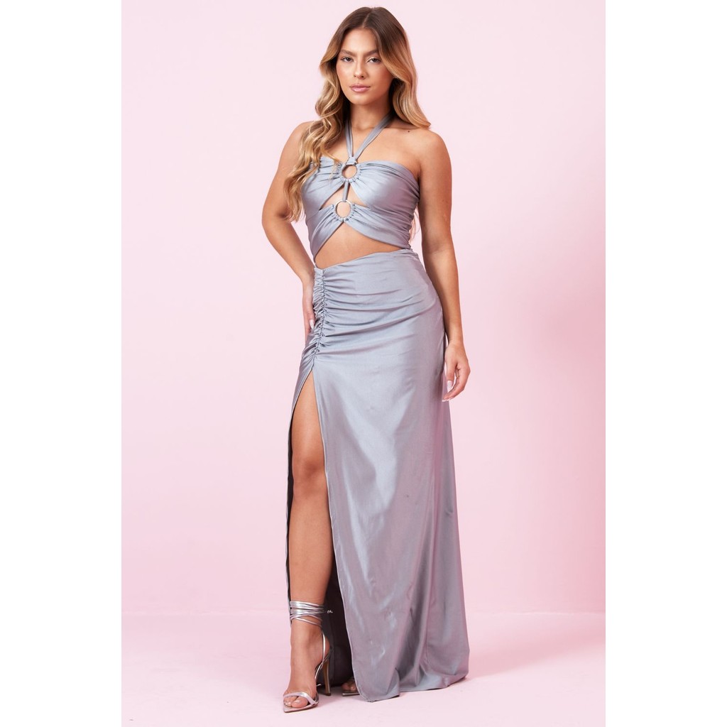 Vestido Longo Up Glam Com Argola Planet Girls Cinza em Oferta na Shopee