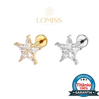 Piercing Labret Titânio G23 Rosca Interna Estrela Ser Usado: Helix Tragus Conch Nariz Boca em Oferta na Shopee