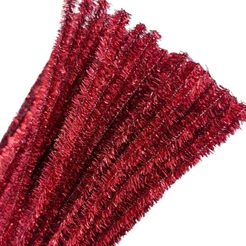 Haste de Chenille 30cm - Vermelho Metalizado - 100 unidades Limpador Cachimbo, Fios Flexíveis, Artesanato, DIY