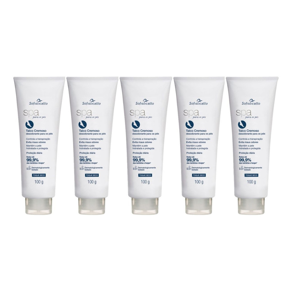 Kit 5 Creme Desodorante Evita Mau Odor Chule Hidrata O Pé