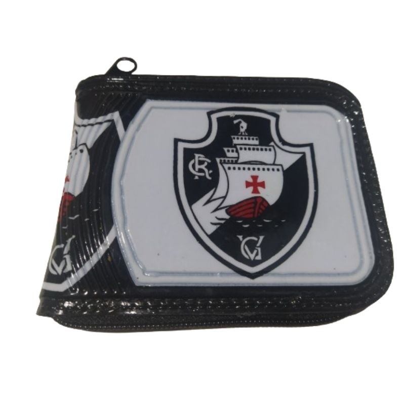 Carteira Masculina do Vasco Time Brasileirão Porta Dinheiro Documentos Moedas Com Zíper