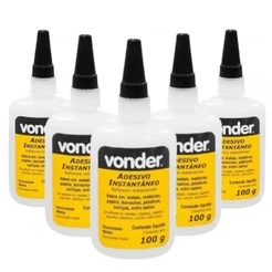 Kit 05 Adesivos Cola Instantanea 100g Cada Vonder