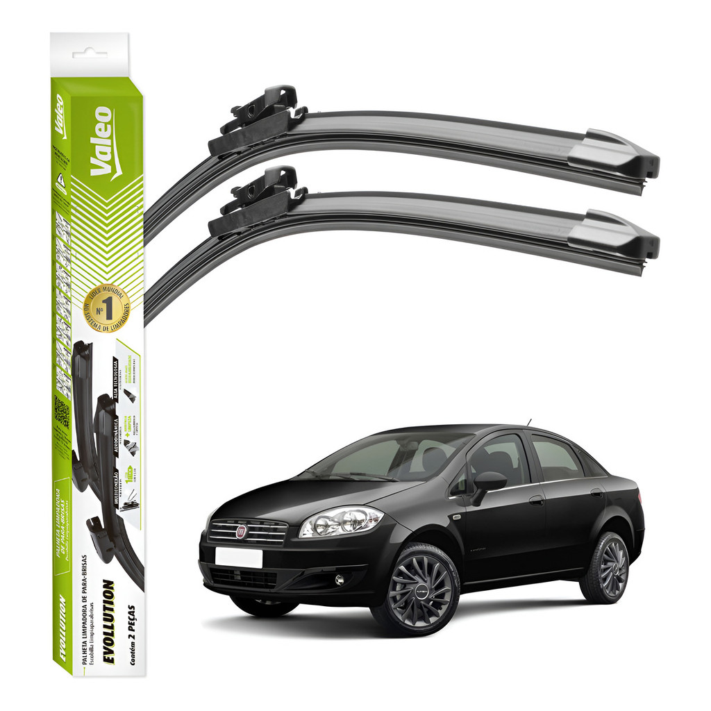 Par Palhetas Limpador Parabrisa Valeo Fiat Linea 2007 A 2016