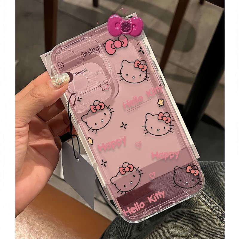 Capa 3D Hello Kitty Red Bowknot Para Samsung Galaxy A56 A55 A16 A06 A07 A15 A53 A14 A23 A12 A32 A54 A26 A36 A22 A35 A34 