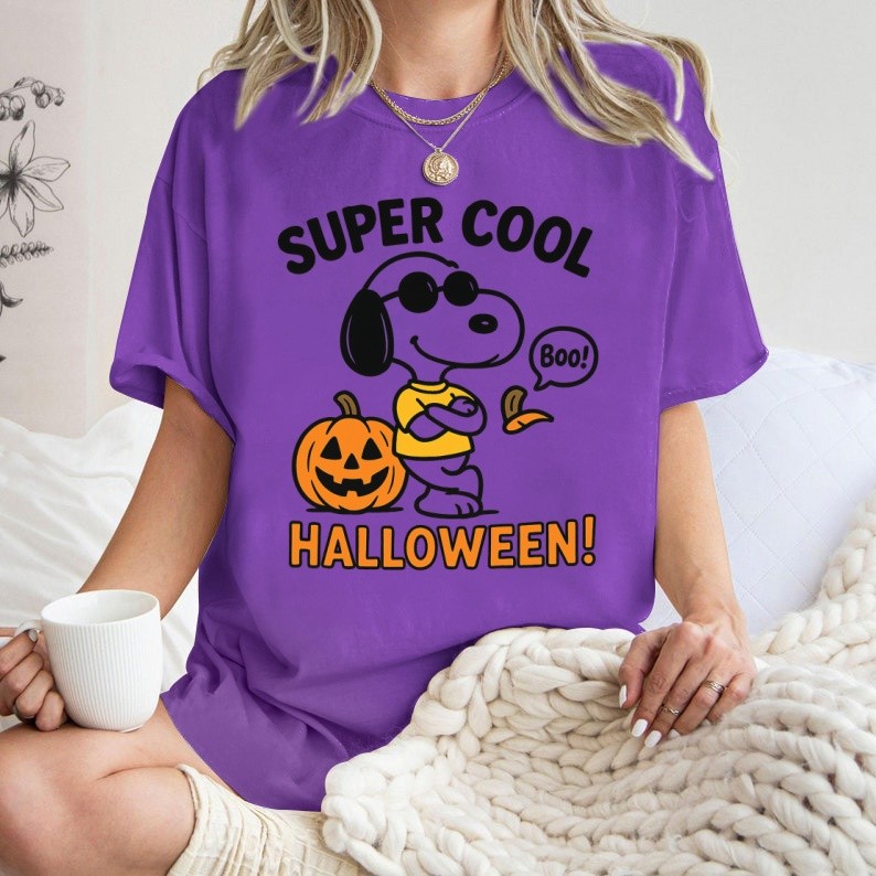[Camiseta Premium Algodão Puro]LACamisa Snoopy Feminina de Halloween Camiseta Oversized Blusa Snoopy Desenho Algodão#16