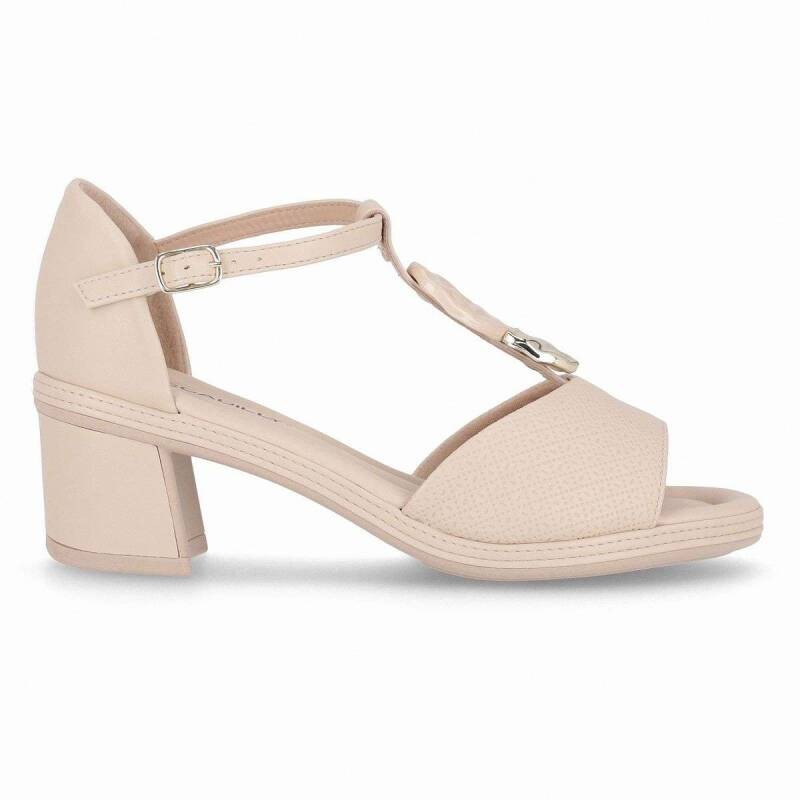 Sandalia Piccadilly Salto Medio - Feminina - Creme em Oferta na Shopee