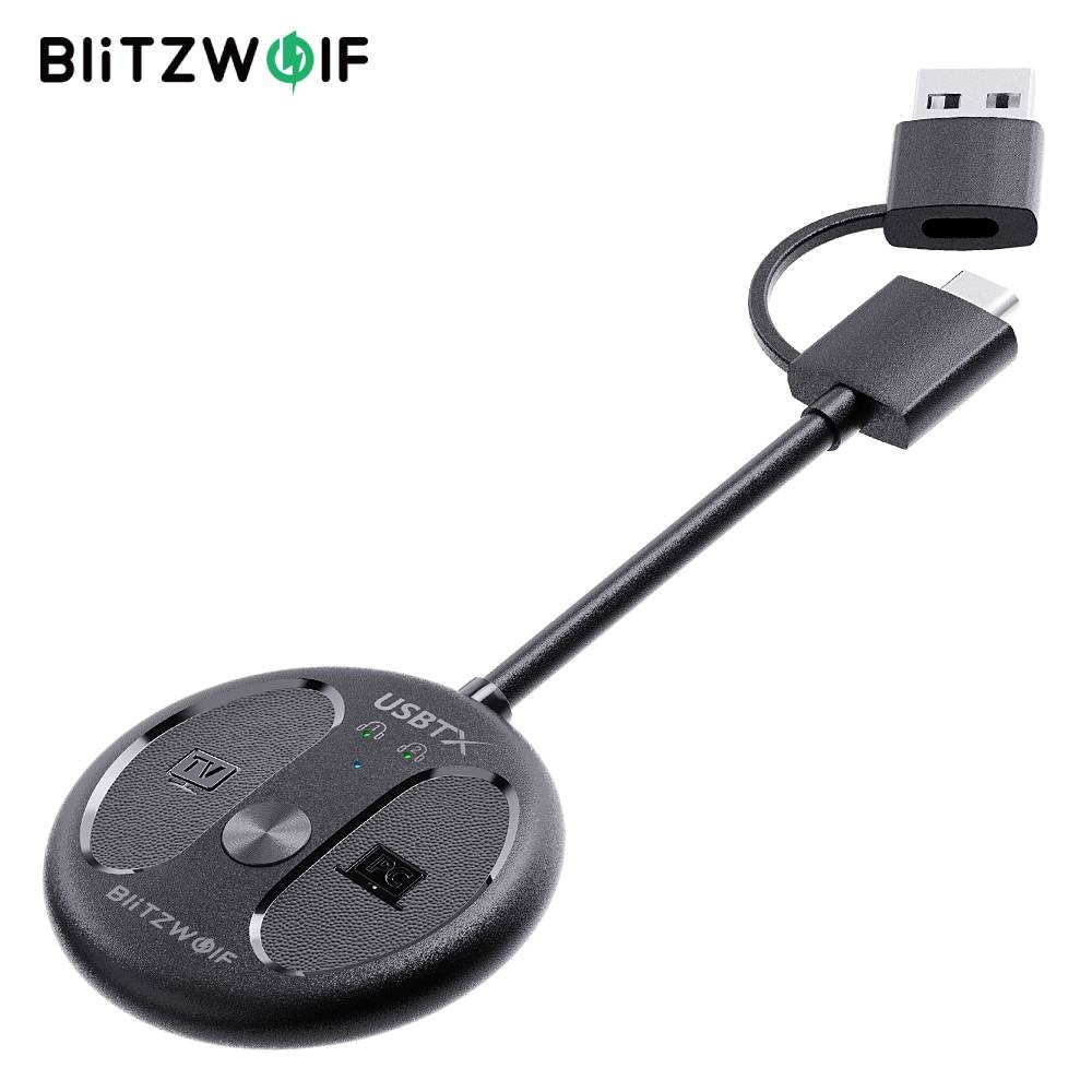 BlitzWolf ® Adaptador Transmissor De Áudio USB BW-LE524 bluetooth V5.4 Alcance D