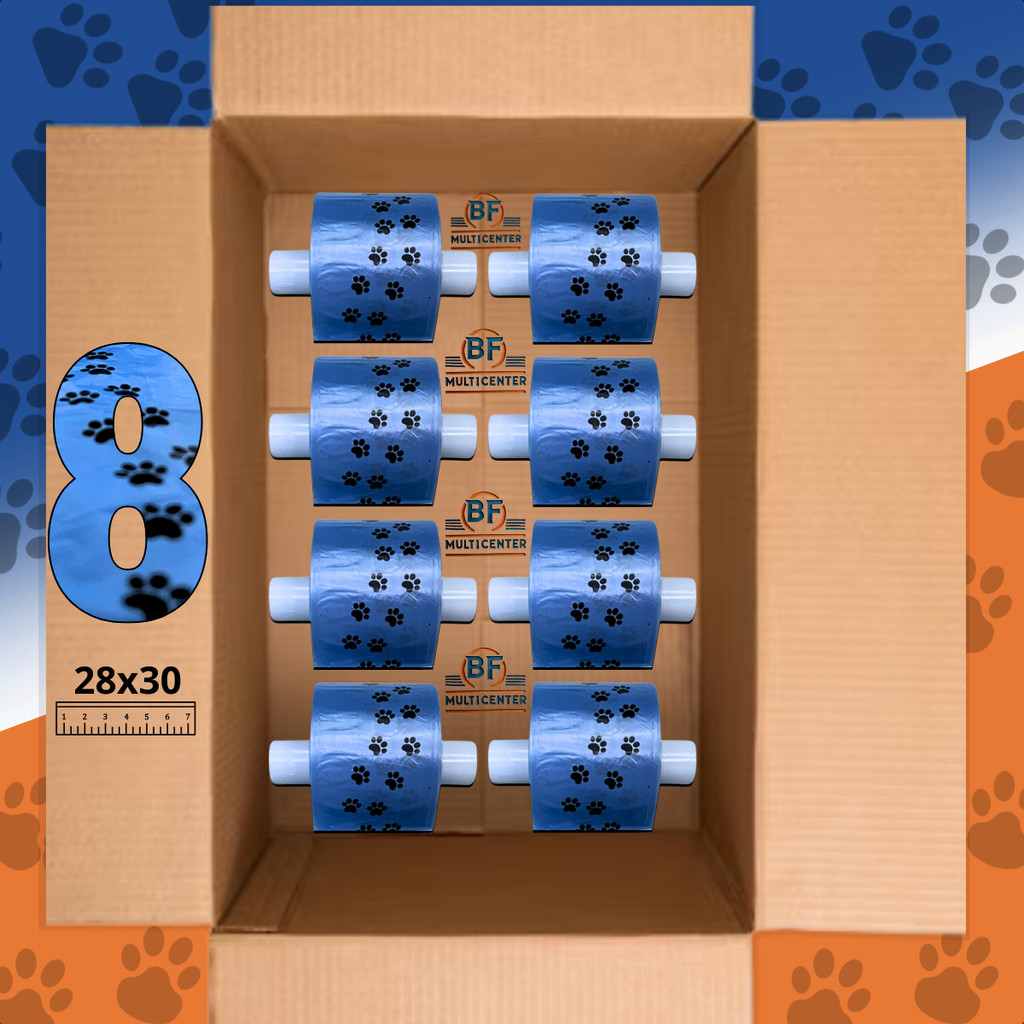 Kit 8 Bobinas 3200 Saquinhos Cata Caca Pet Biodegradavel 28x30