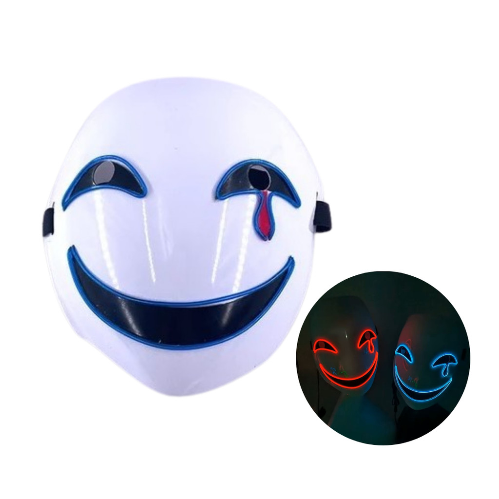 Máscara Led Happy Neon Sorrindo Fantasia Halloween Sorriso em Oferta na Shopee