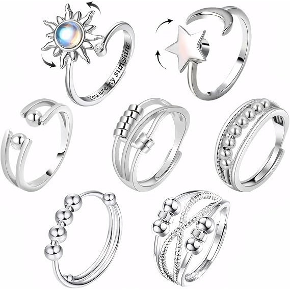 Anel Rotativo de Micro-Movimento para Mulheres, Anel Criativo para Alívio de Estresse e Ansiedade, Joias Femininas em Oferta na Shopee
