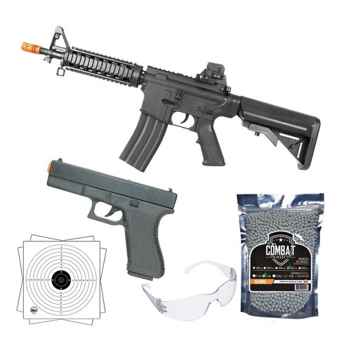 Kit Airsoft Vg Spring Rifle M4 8907 + Pistola Gk V307 + Bbs em Oferta na Shopee
