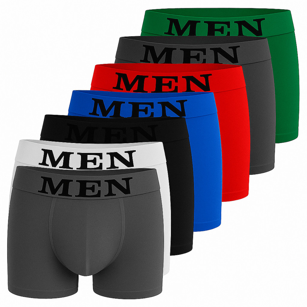 Kit 7 Cuecas Boxer Masculina Costura Cos Elastico Nao Marca Adulto Cores Sortidas P a GG Microfibra