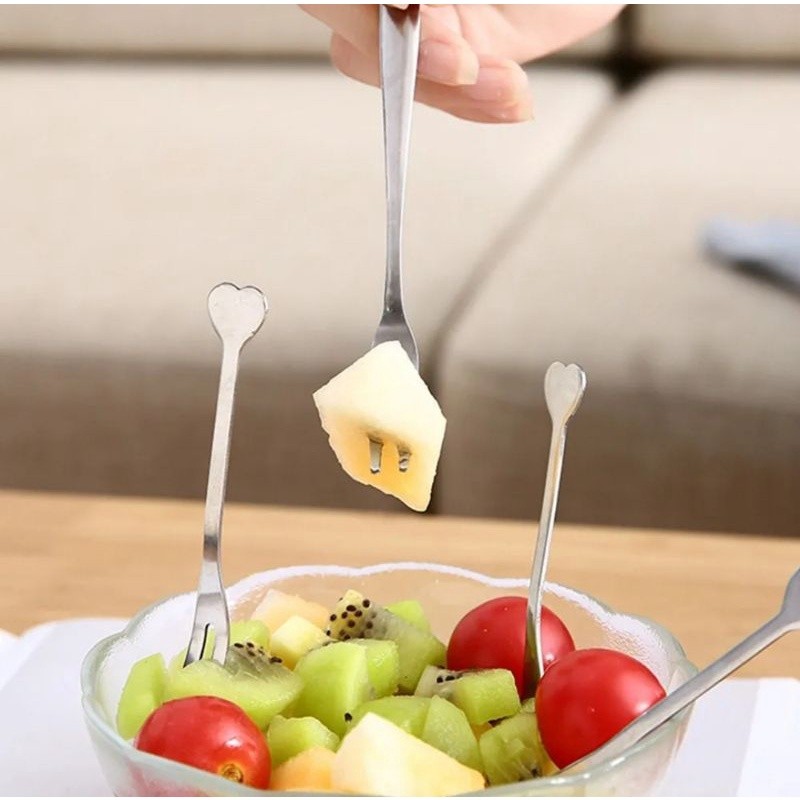Kit Jogo 6 Garfinhos Petisco Coração Inox Mini Garfinho Petiscos Fondue Queijo Frutas 6 Unidades - Unyhome