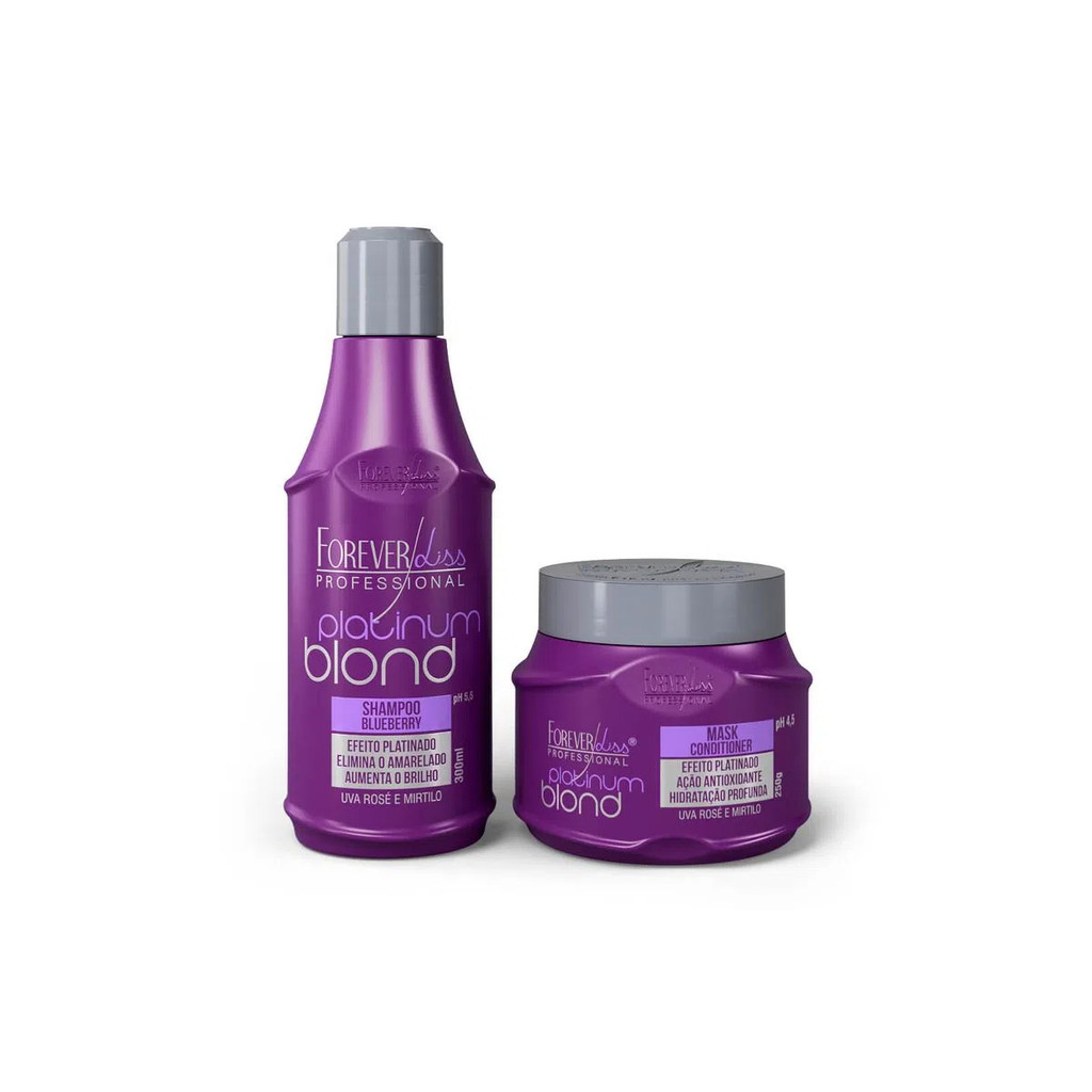 Kit Platinum Blond Manutenção Desamarelador De Cabelos Loiros Forever Liss
