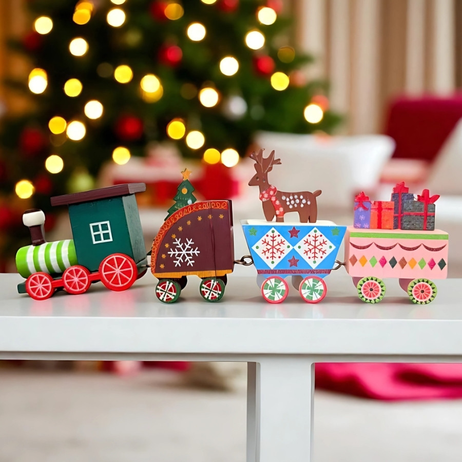 Enfeite de Madeira de Natal Trem - Rena e Presentes - 18,5cm - 1 unidade - Artlille - Rizzo
