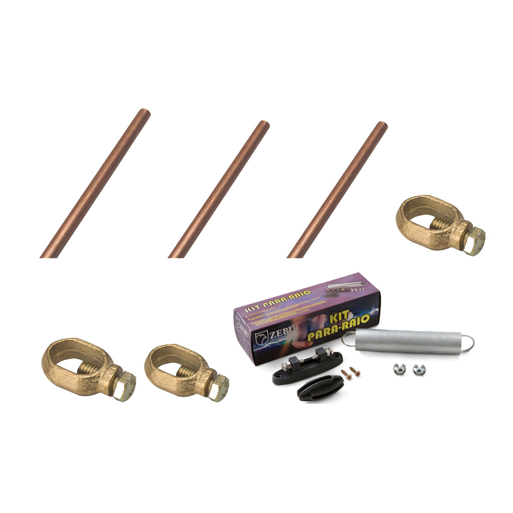 KIT 03 UND HASTE 03 UND CONECTOR 01 UND PARA RAIO ATERRAMENTO CERCA ELETRICA RURAL ZEBU PROPRIDEADE RURAL