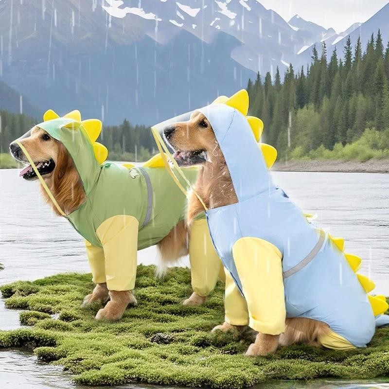 3XL-8XL Grande Cão Dinossauro Capa De Chuva Golden Retriever Quatro Pernas Roupas À Prova Dwaterproof Água Pet Verão Tud em Oferta na Shopee