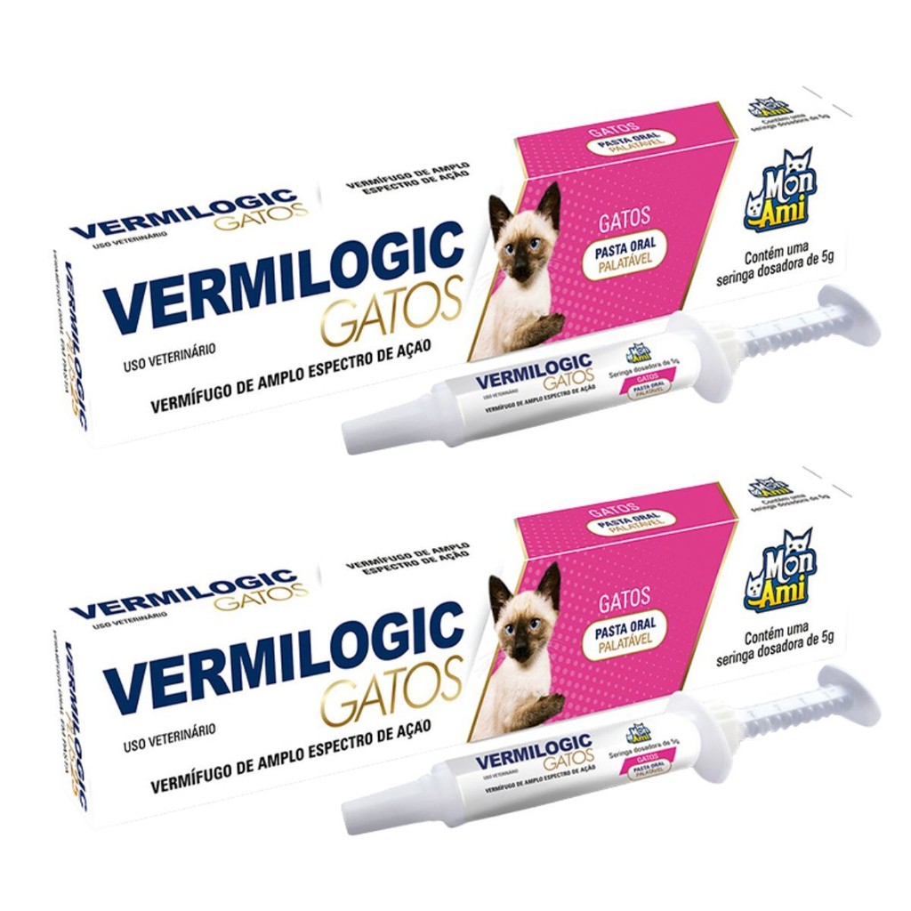 Kit 2 Vermífugo Vermilogic Para Gatos Mon Ami 5 gr em Oferta na Shopee