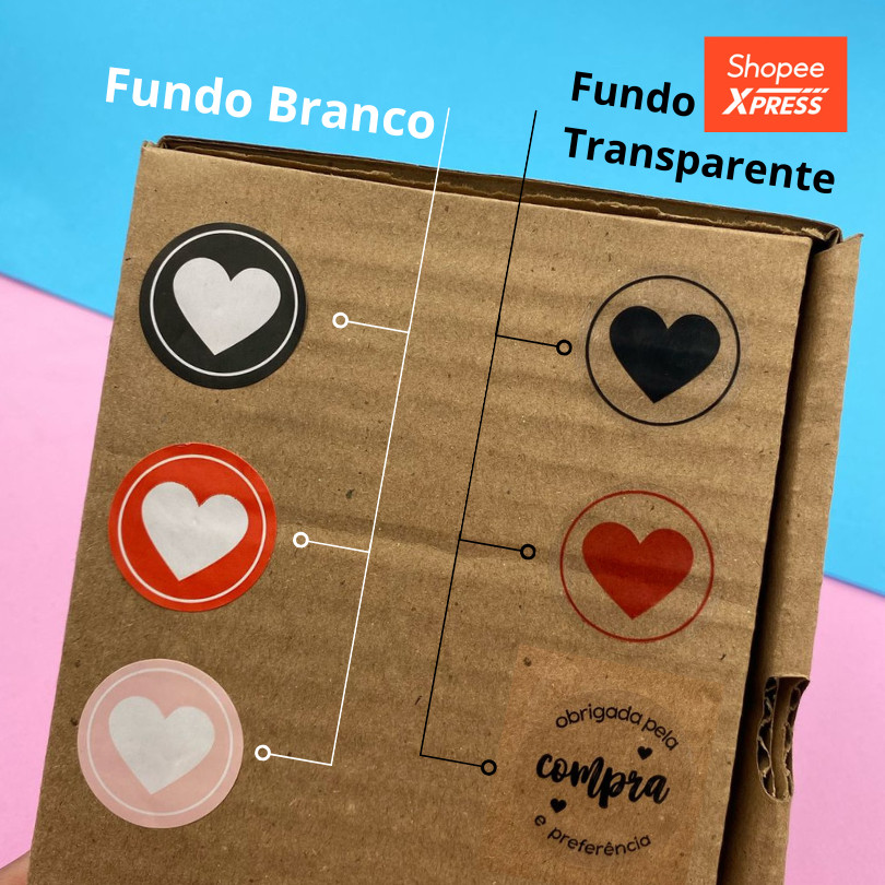 250 Etiqueta  Coração 3cm Adesivo Redondo Colorido Para Embalagem Selo Lacre