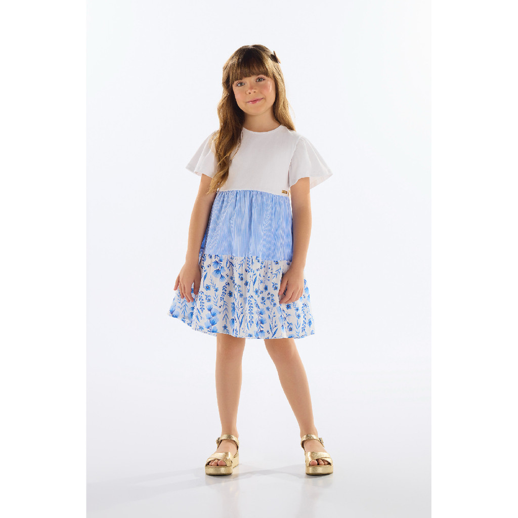 Vestido Estampado Infantil Quimby em Oferta na Shopee
