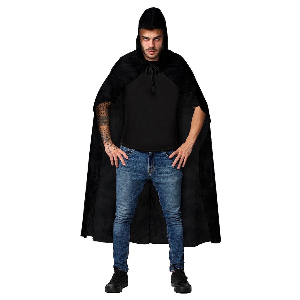 Capa Halloween Preta Longa com Capuz Adulto Unissex em Oferta na Shopee
