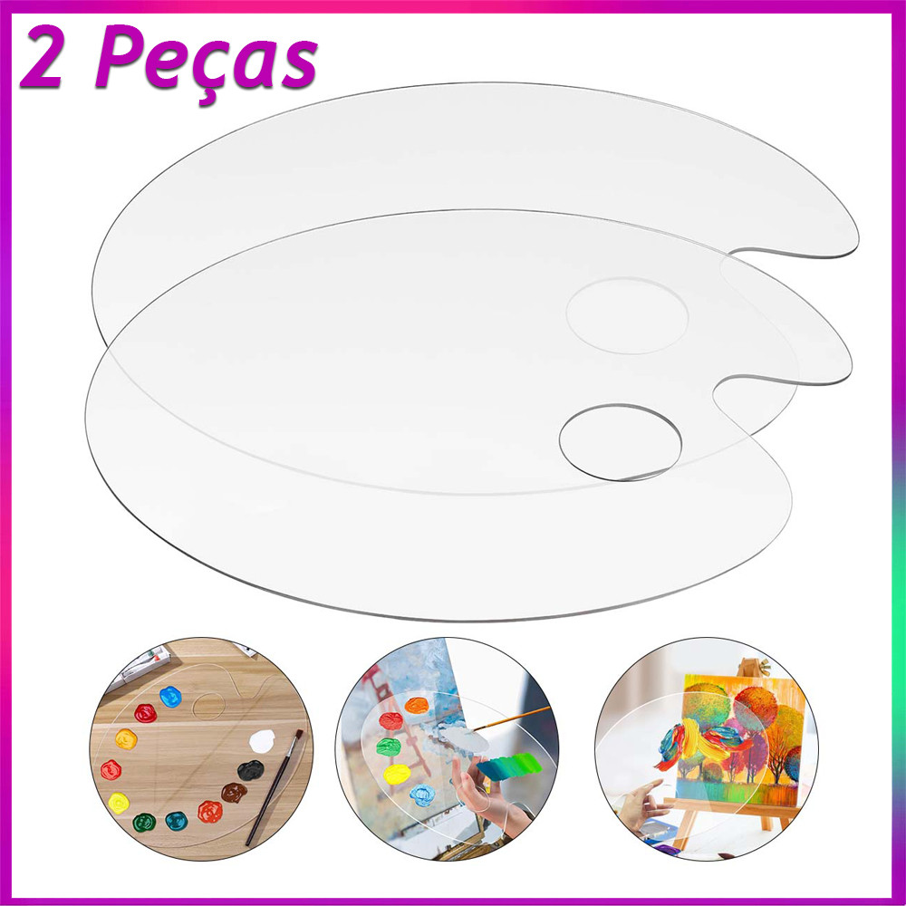Palete de tinta 2 peças paleta de tinta acrílica antiaderente fácil de limpar para aquarela a óleo paleta de bandeja