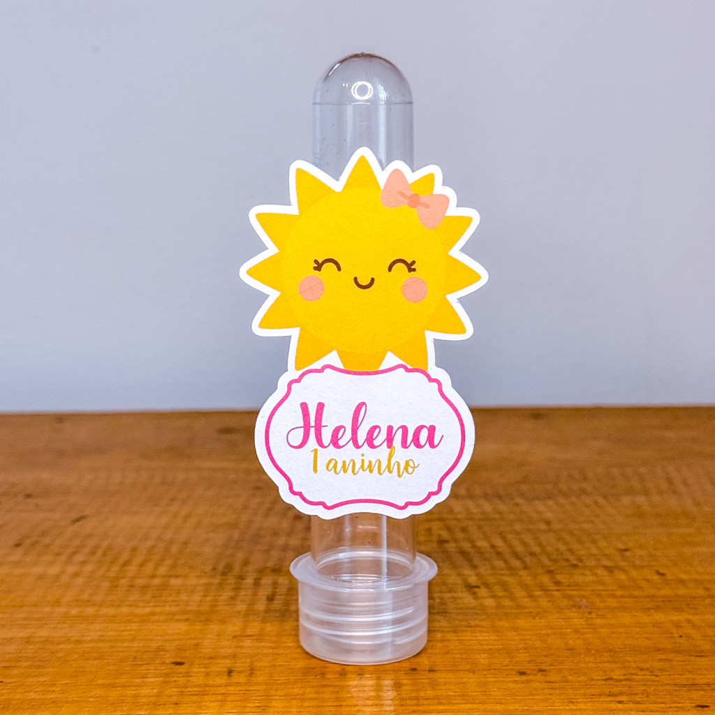 Apliques para Tubetes RAIO DE SOL MENINA / Tags com Nome / Personalizados para Lembrancinhas de Aniversário Infantil