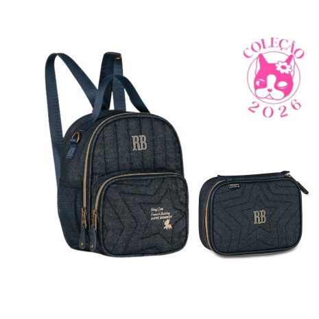 Kit Lancheira 2 em 1 e Estojo Rebecca Bonbon Jeans - Clio Style em Oferta na Shopee
