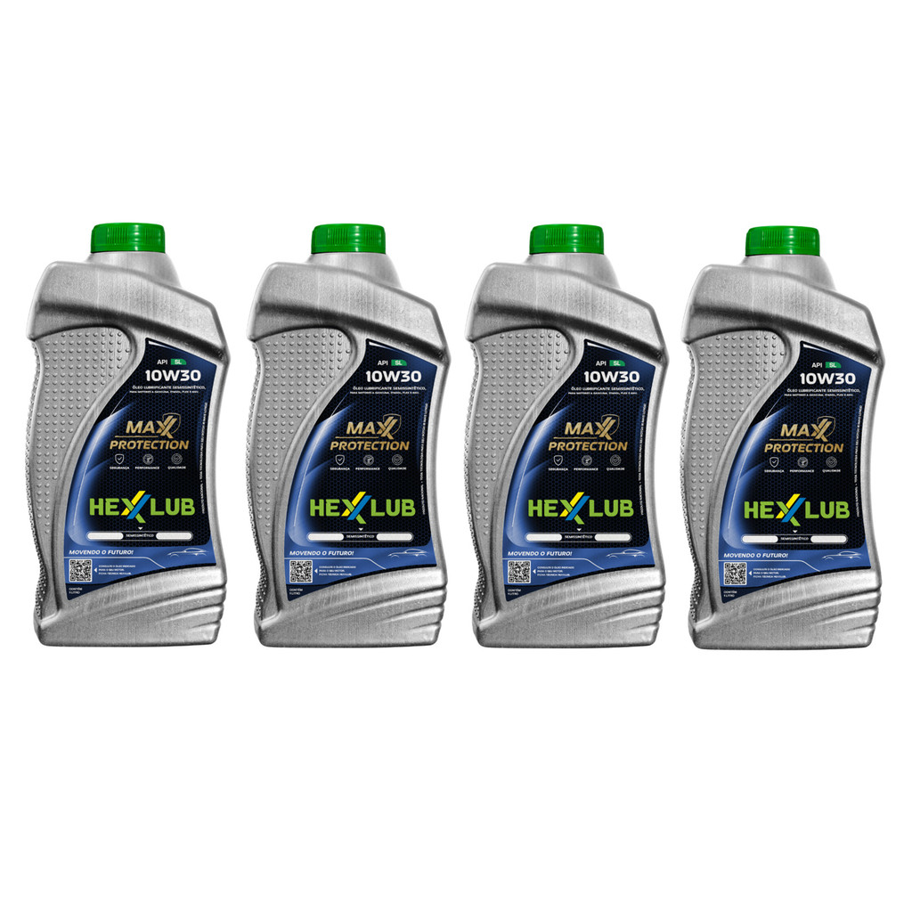 KIT 4 OLEO HEXXLUB 4T 10W30 SL SEMI SINTÉTICO