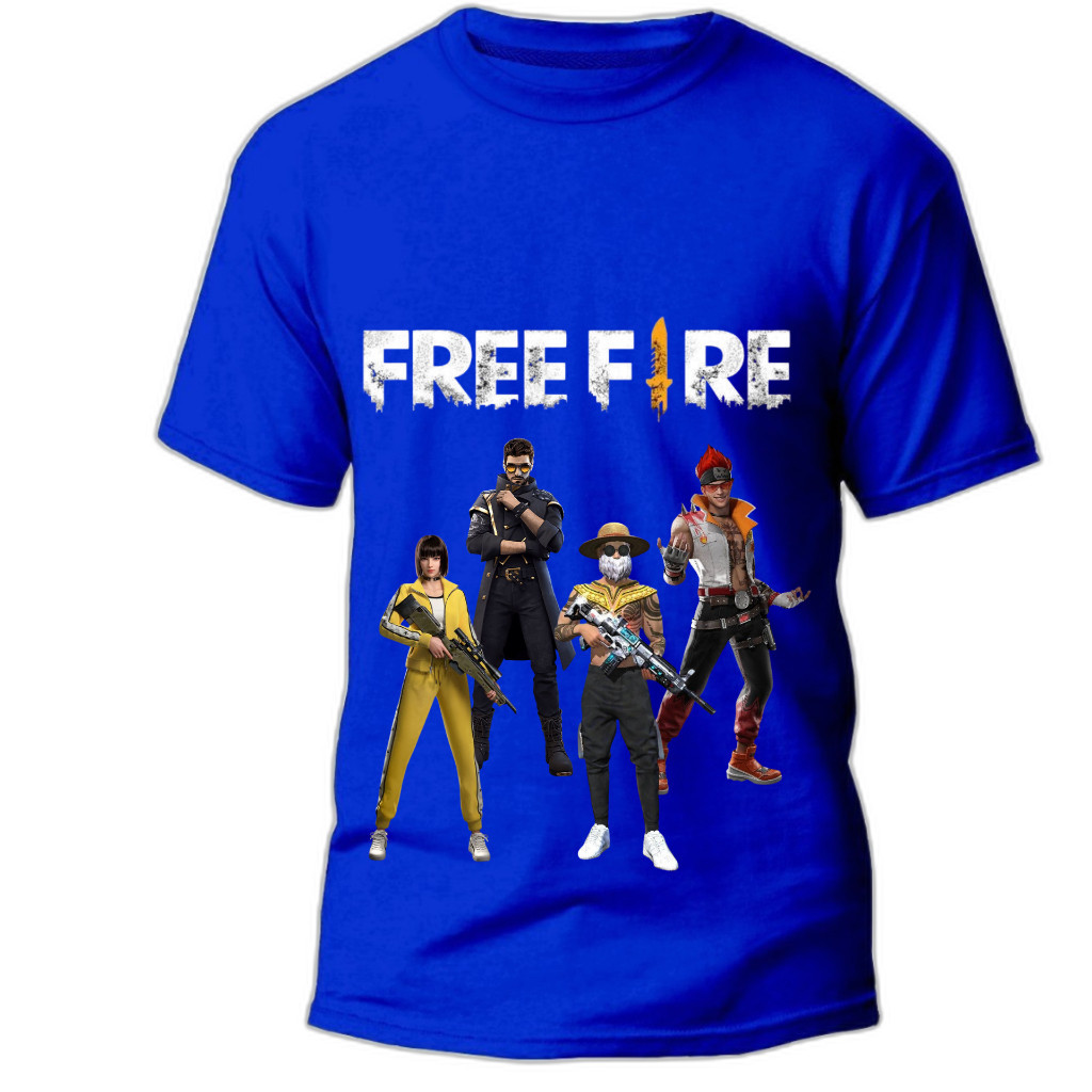 Camiseta Free Fire Infantil Camisa Unissex Blusa Roupa Gola Redonda Menino Menina 100% Algodão Leve Oferta