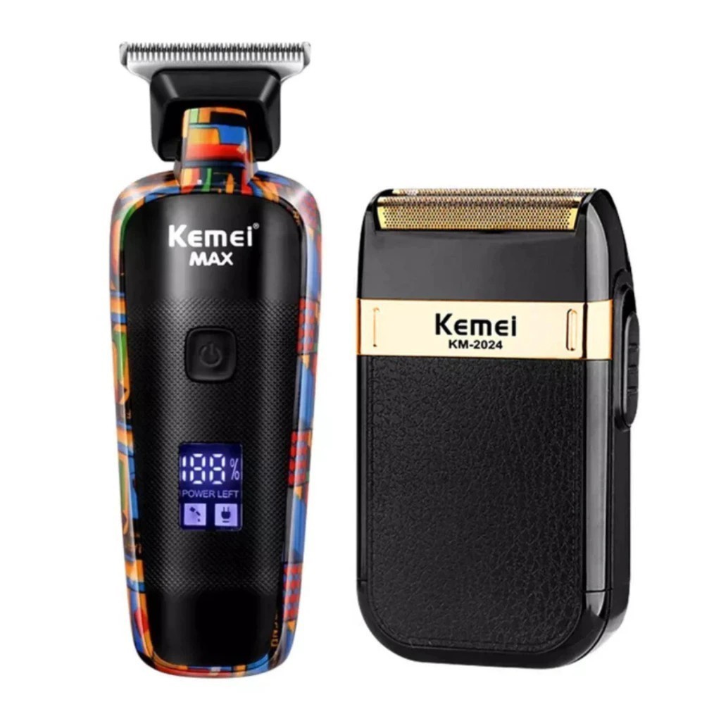 Kit Com Duas Máquinas De Corte E Acabamento Profissional Km 5090 + Km 2024 Como De Barbeiro em Oferta na Shopee