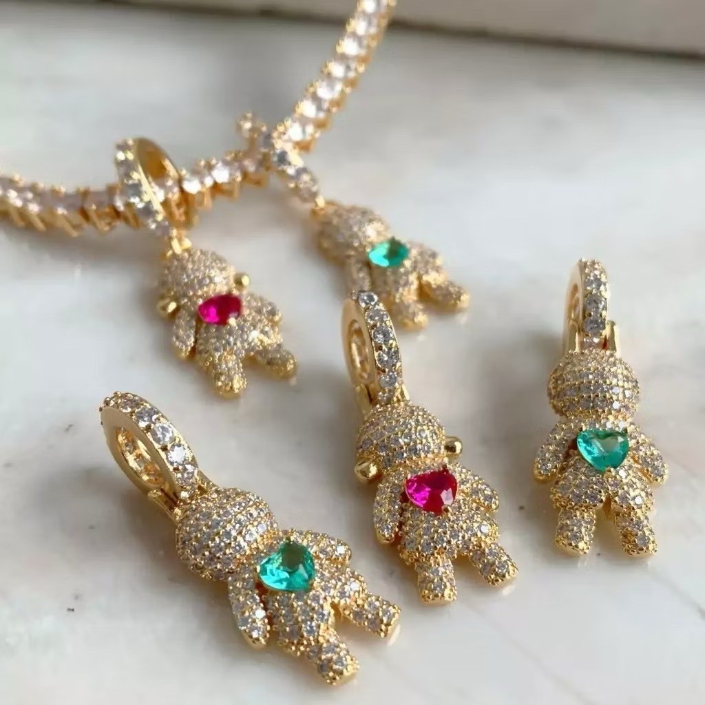 Colar Filhos Pingente Menino/Menina com Pedras Feminino  Ouro 18k