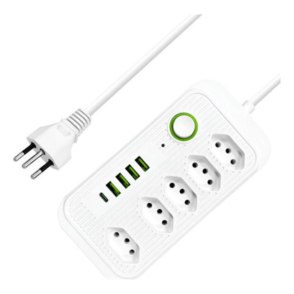 Filtro De Linha Extensão 5 Tomadas 4 Usb 1,8 Metros 127/220v em Oferta na Shopee