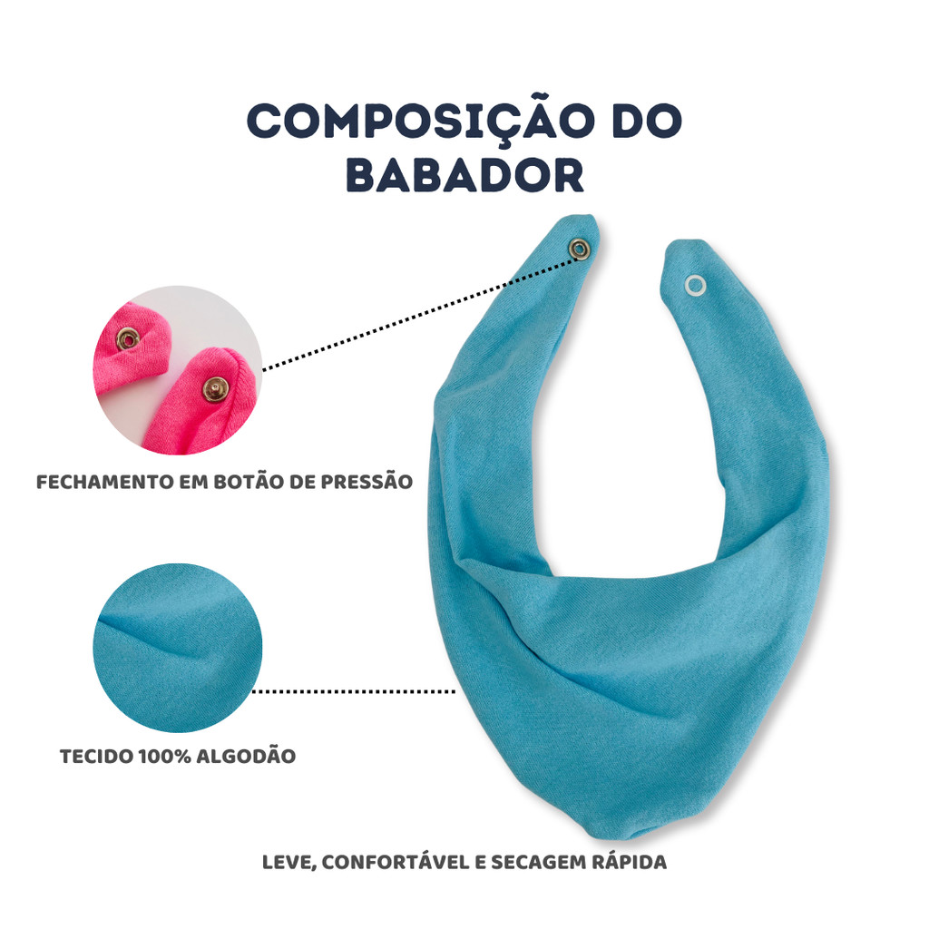 Kit com 5 Babador Bandana Bebê  Infantil Cores Sortidas 100% Algodão Suedine