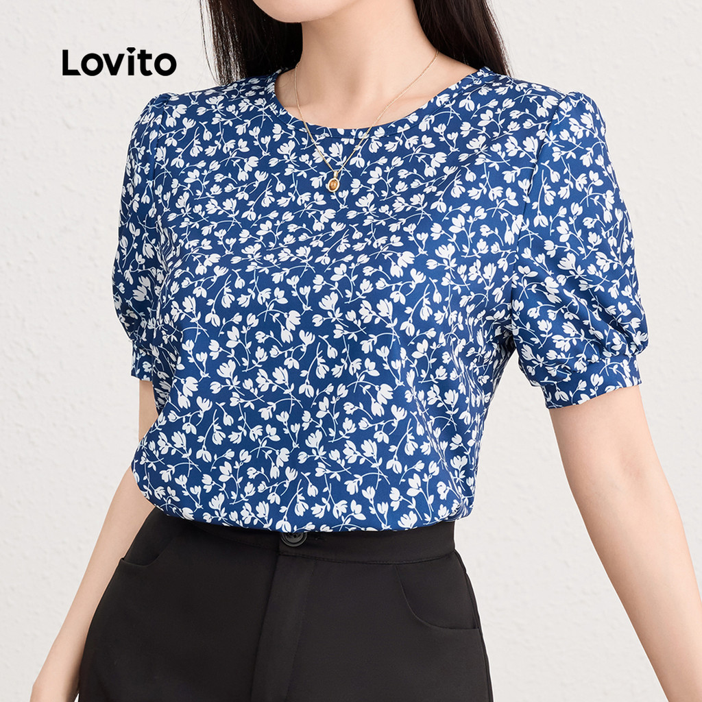 Lovito Blusa Elegante Ditsy Floral Flowers Blusa Verão/Primavera Para Mulheres L124AD1356