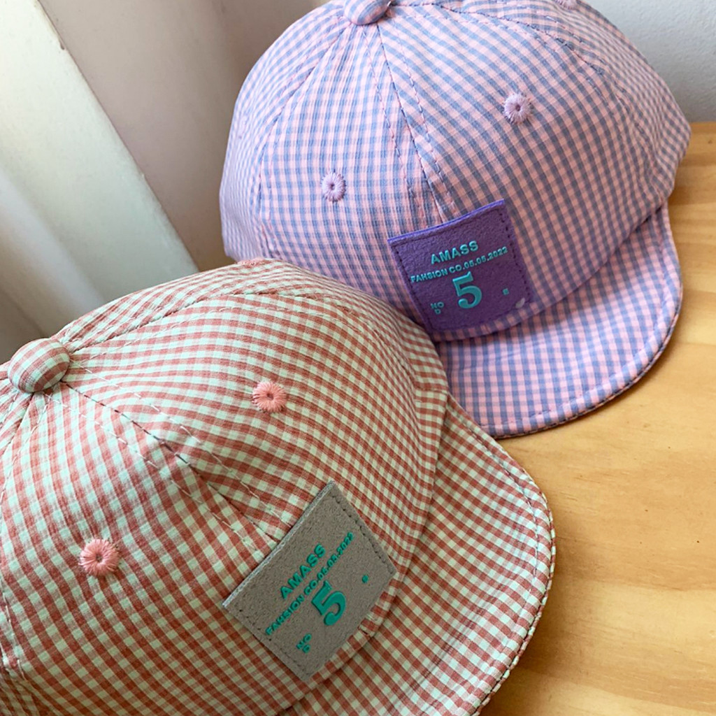 Boné Fofo Detalhes Infantil Ursinho Chapéu Boina Bordado Xadrez Criança Bebê Fofo Unissex Verão Fashion