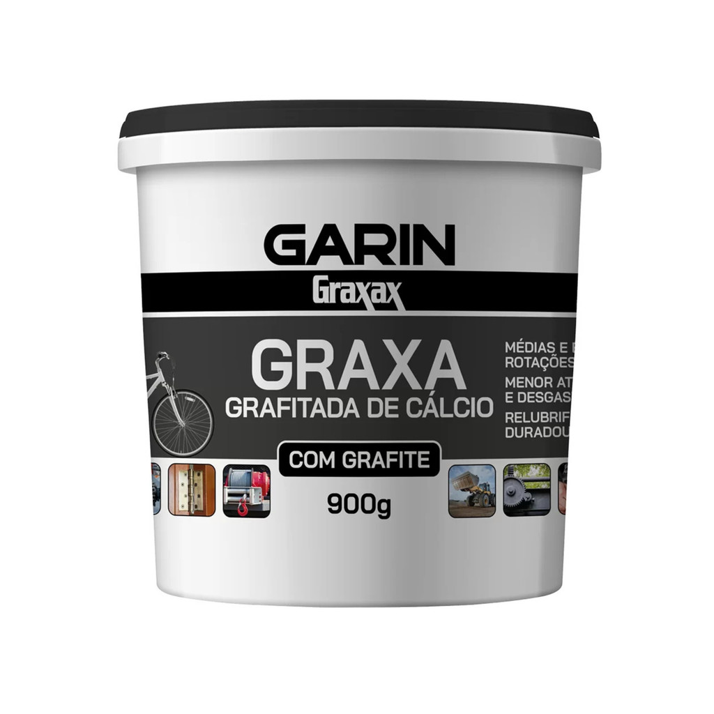 Graxa Industrial Grafitada Com Grafite 900g Alta Aderência Garin Rolamentos Correntes Engrenagens