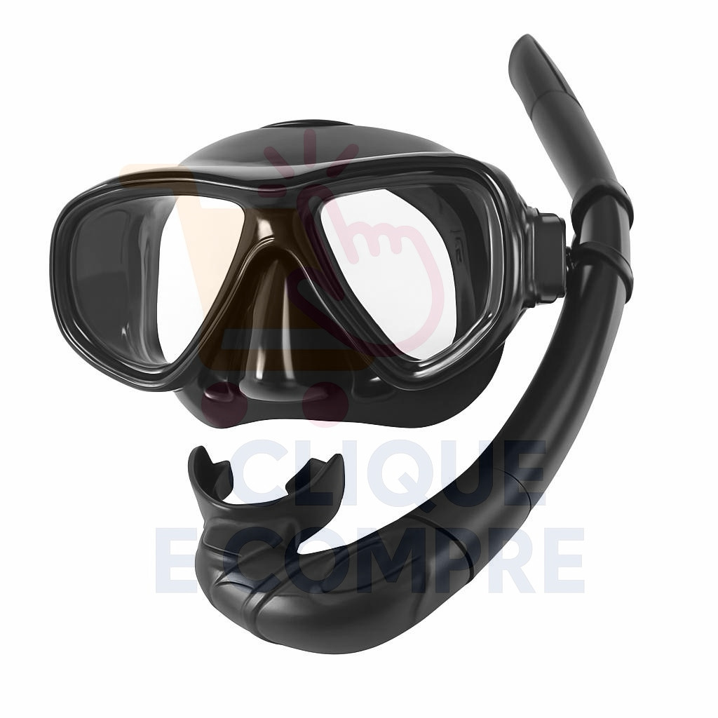 Kit Mergulho Máscara Respirador Snorkel Profissional Adulto Natação Silicone Confortável