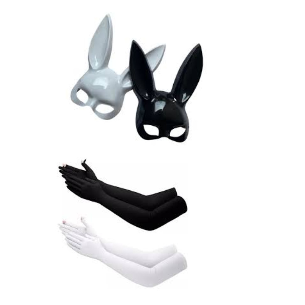 Kit Máscara Coelho  + Luva Longa tecido- yuu