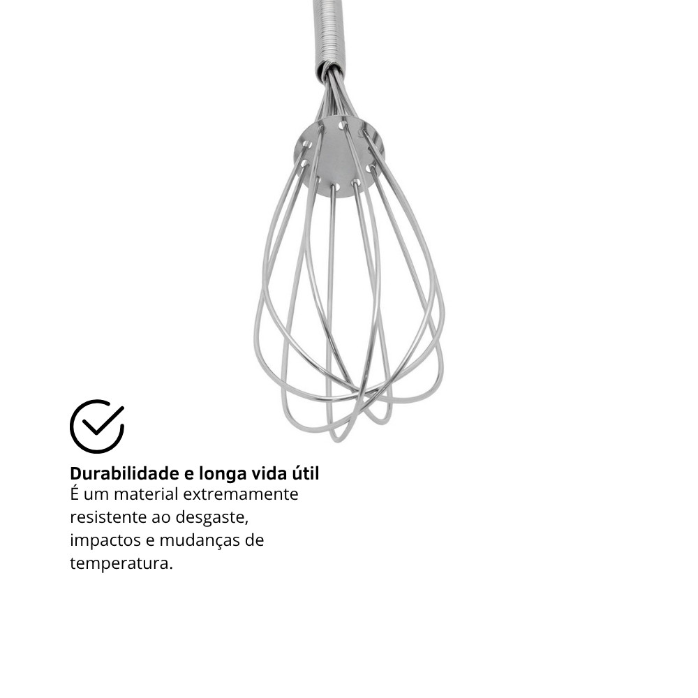 Batedor de Ovos Fouet de Inox - 19,5 x 4 x 4cm