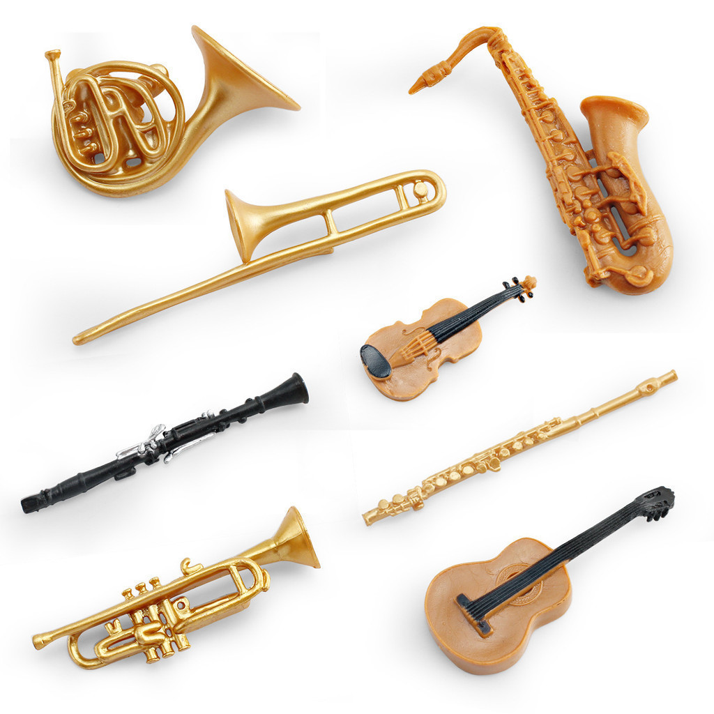 Conjunto de Instrumentos de Simulação: Trompa Francesa, Trombone, Clarinete, Flauta, Trompete, Saxofone, Violino, Guitar